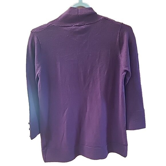 evolution Women's Cardigan Sweater with Button Detail - Wine (Size Small) - Picture 2 of 5